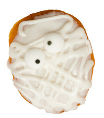 Isolated Halloween mummy iced doughnut