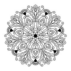 Mandala Shape for Coloring Book. For Beginner, seniors and children. Hand Draw. Vector Mandala. Floral. Flower. Oriental. Book Page. Decoration in ethnic oriental. Outline.
