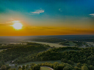 Drone view of sunrise