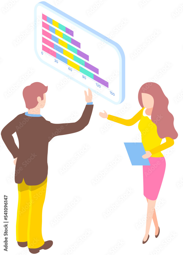 Poster data analysis concept. people analyzing growth charts. business data researching. increase sales and