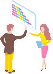 Data analysis concept. People analyzing growth charts. Business data researching. Increase sales and skills. Analytics team monitoring investment result. Finance report graph. Dynamics of change