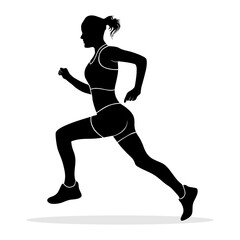 Fototapeta na wymiar Female athlete running isolated on a white background. Vector silhouette