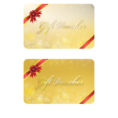 GIFT voucher CARD in Bokeh Gold Background 