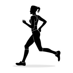 Fototapeta na wymiar Silhouette of a woman running isolated on a white background. Vector illustration