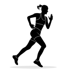 Fototapeta na wymiar Silhouette of female athlete running. Vector silhouette illustration