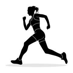 Fototapeta na wymiar Silhouette of running girl. Vector silhouette illustration