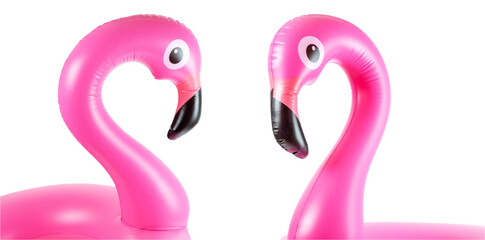 Summer fun. Pink pool inflatable flamingo for summer beach isola