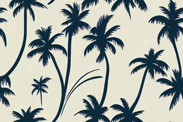 Hand drawn 2d illustration seamless pattern. Surfboards palm trees, waves and slogan texts.