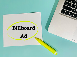 billboard ad - note on blue background