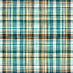Teal rustic coastal beach house check fabric tile. Seamless sailor flannel textile gingham repeat swatch.