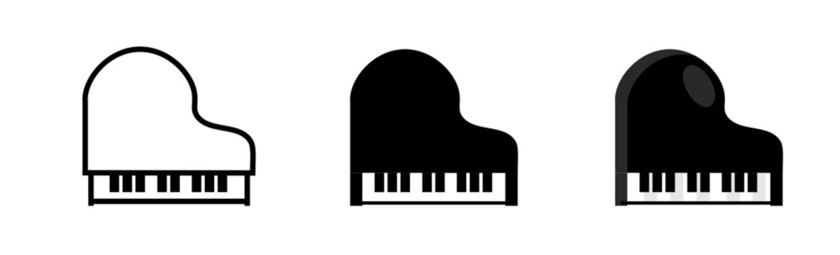 Piano isolaed top view symbol illustration. Grand piano vector pictogram logo music icon.