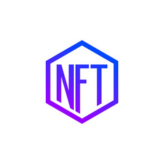 NFT vector logo icon money. Coin blockchain nft technolgy digital currency token illustration.