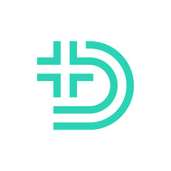 Obraz premium Letter D cross plus medical logo design