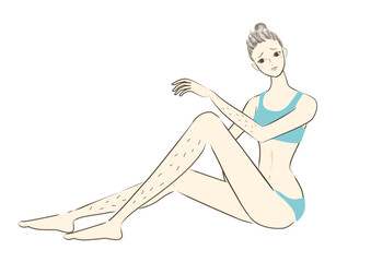 女性　足　腕　脱毛イラスト