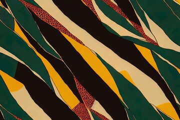 African ethnic traditional green pattern. seamless beautiful Kitenge, chitenge style. fashion design in colorful. Geometric circle abstract motif. Floral Ankara prints, African wax prints.