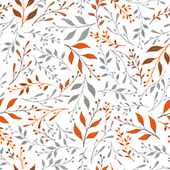 Spring leaf stem pattern seamless design. Elegant