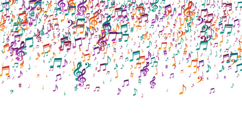 Musical notes cartoon vector background. Song