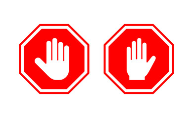 Stop icon vector for web and mobile app. stop road sign. hand stop sign and symbol. Do not enter stop red sign with hand