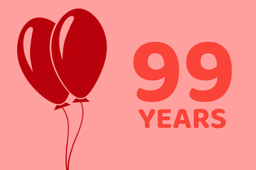 99 years logo. Illustration for celebration anniversary. Concept 99 Birthday. ninety-nine years. Balls on pink background. Inscription 99 symbolizes birthday celebrations. ninety-nine anniversary