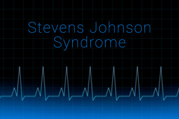 Stevens Johnson Syndrome disease. Stevens Johnson Syndrome logo on a dark background. Heartbeat line as a symbol of human disease. Concept Medication for disease Stevens Johnson Syndrome.