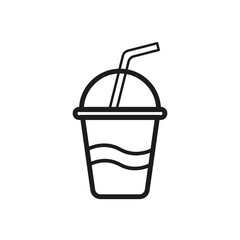 Glass with straw icon. Sweet food. Vector illustration. Stock image. 