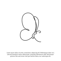 Butterfly one continuous line drawing. Cute decoration hand drawn elements. Vector illustration of minimalistic style on a white background.