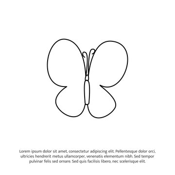 Butterfly one continuous line drawing. Cute decoration hand drawn elements. Vector illustration of minimalistic style on a white background.