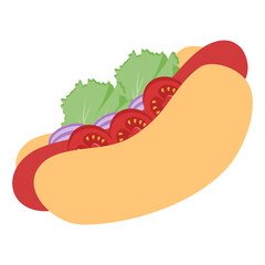 Hotdog boiled sausage in a bun