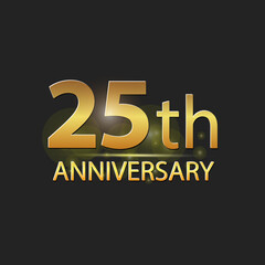 Gold 25th year anniversary celebration elegant logo
