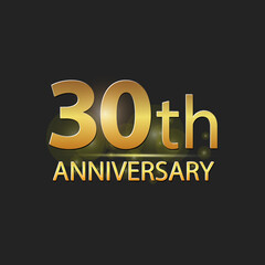 Gold 30th year anniversary celebration elegant logo