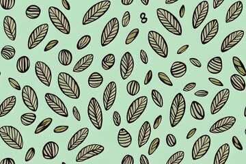 Olive seamless pattern in repeat stripe. 2d illustration hand drawn decorative print. Texture tree, green fruit, retro leaves on white background. Wild oil food