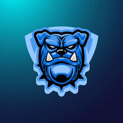 Bulldog head esport mascot emblem logo. Baseball, basketball, gaming logo illustration.