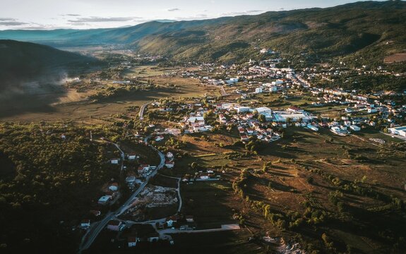 Beautiful view of the Grude Town with small houses and roads in Bosnia and Herzegovina
