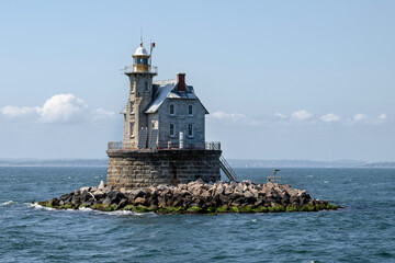 Fototapeta na wymiar Race Rock Lighthouse located near Fishers Island, New York