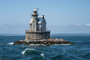 Fototapeta na wymiar Race Rock Lighthouse located near Fishers Island, New York