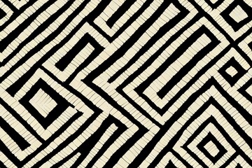 Ethnic motif handdrawn print. Paint brush strokes geometric seamless pattern. Freehand indigenous style background. Folk, tribal ornament. Artistic hand drawn geo diamond design. Abstract 2d - obrazy, fototapety, plakaty