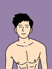 Fototapeta premium cute man cartoon on purple background