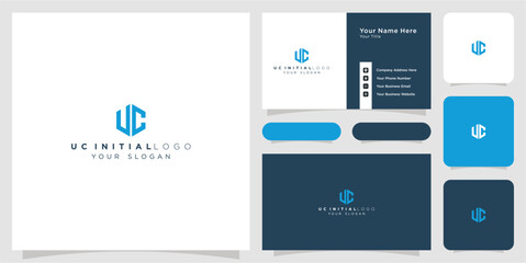 uc initial logo business card template