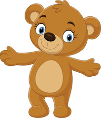 Cartoon funny little bear presenting
