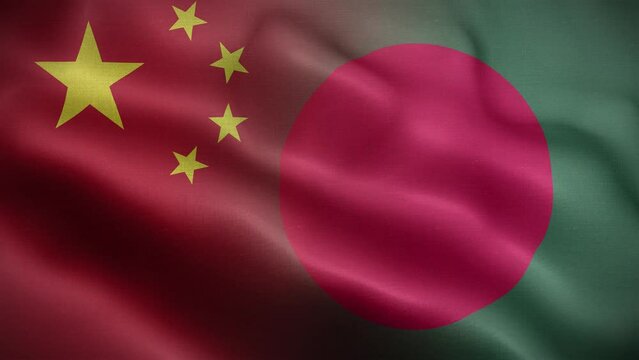 China Bangladesh Flag Loop Background 4K
