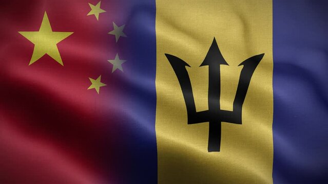China Barbados Flag Loop Background 4K
