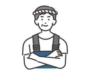 腕組をする漁師（水産業関係）の男性のベクターイラスト素材／海鮮／水揚げ／第一次産業