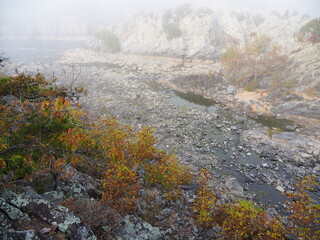 foggy morning and foliage along the Potomac River
