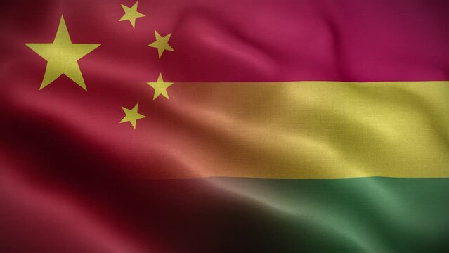 China Bolivia Flag Loop Background 4K