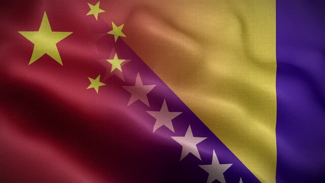 China Bosnia and Herzegovina Flag Loop Background 4K