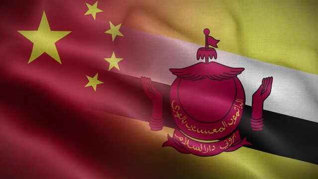 China Brunei Flag Loop Background 4K