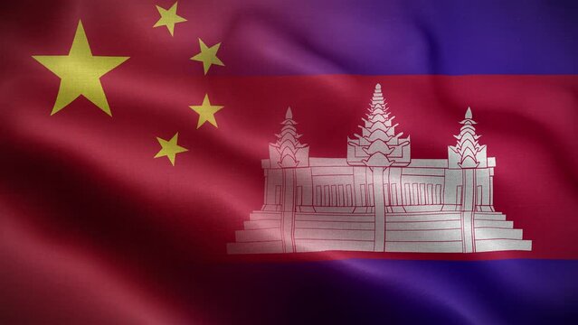 China Cambodia Flag Loop Background 4K