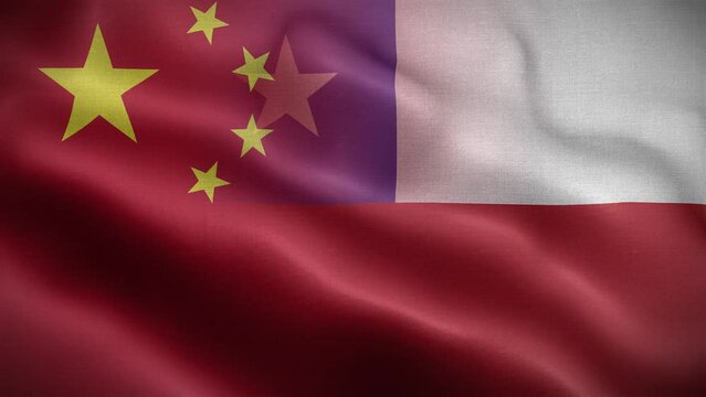 China Chile Flag Loop Background 4K