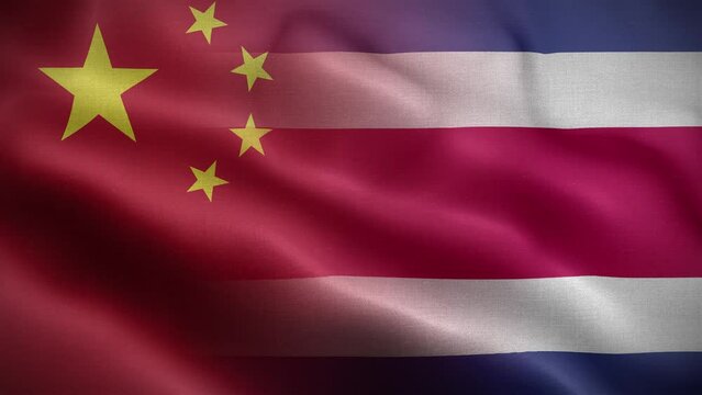 China Costa Rica Flag Loop Background 4K