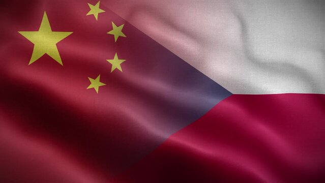 China Czech Republic Flag Loop Background 4K
